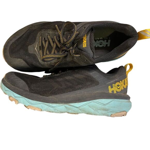 HOKA One One Challenger 5 Black Trail Running Shoes with Mint Sole Athletic Shoe - Picture 4 of 5